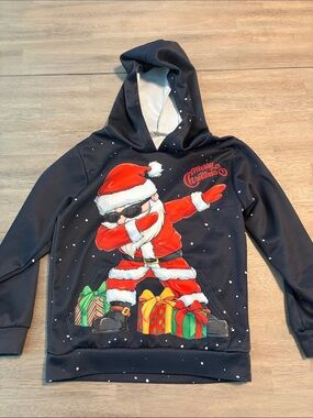 Boys Black Christmas Santa Dab Graphic Hoodie
